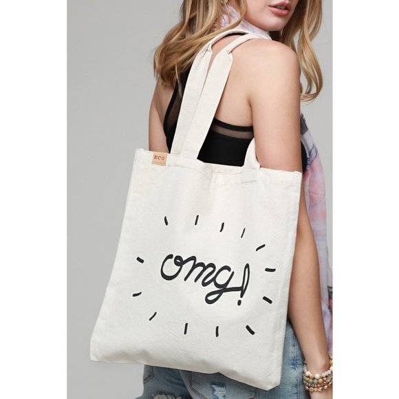NEW OMG Graphic 100% Cotton Canvas Book Grocery Reusable Shopping Eco Tote Bag - Picture 4 of 10